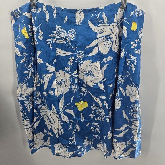 Vintage Old Navy Blue White Tropical Floral Low Waist 100% Cotton Mini Skirt 20 - Picture 1 of 11